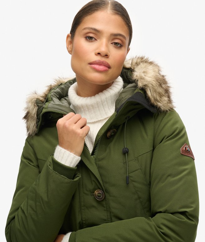 Superdry Hooded Faux Fur Down Parka Coat