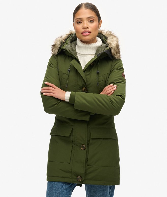 Superdry Hooded Faux Fur Down Parka Coat