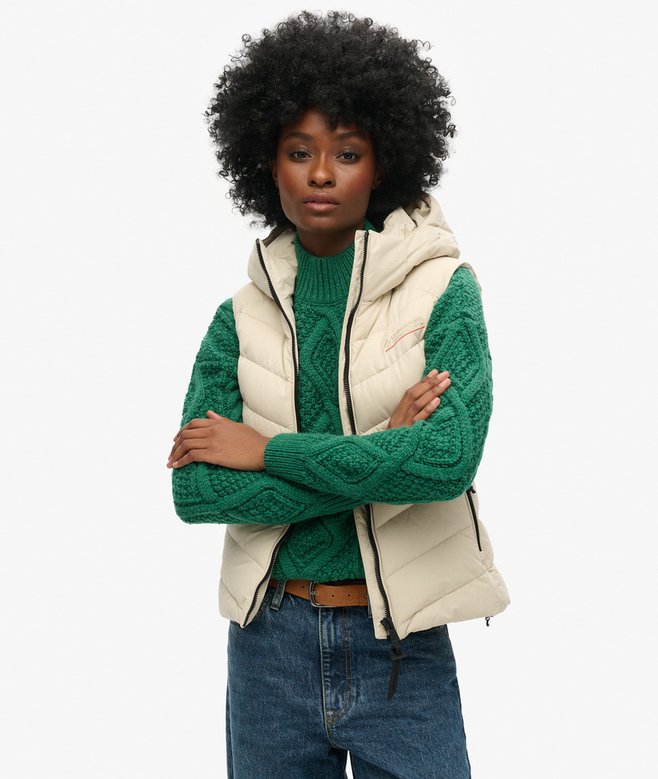 superdry Hooded Microfibre Padded Gilet