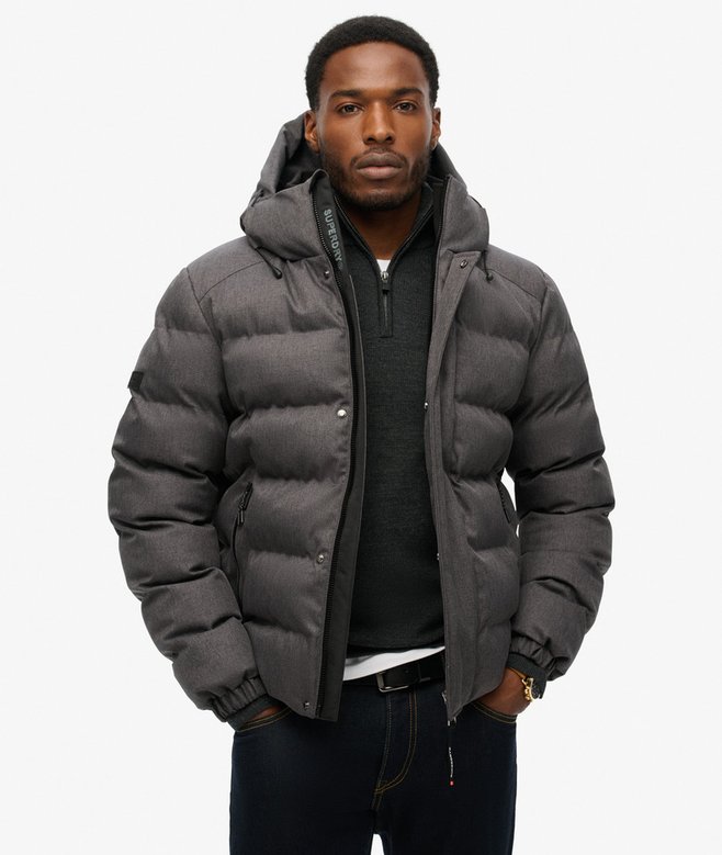 superdry Hooded Tweed Sports Puffer Jacket