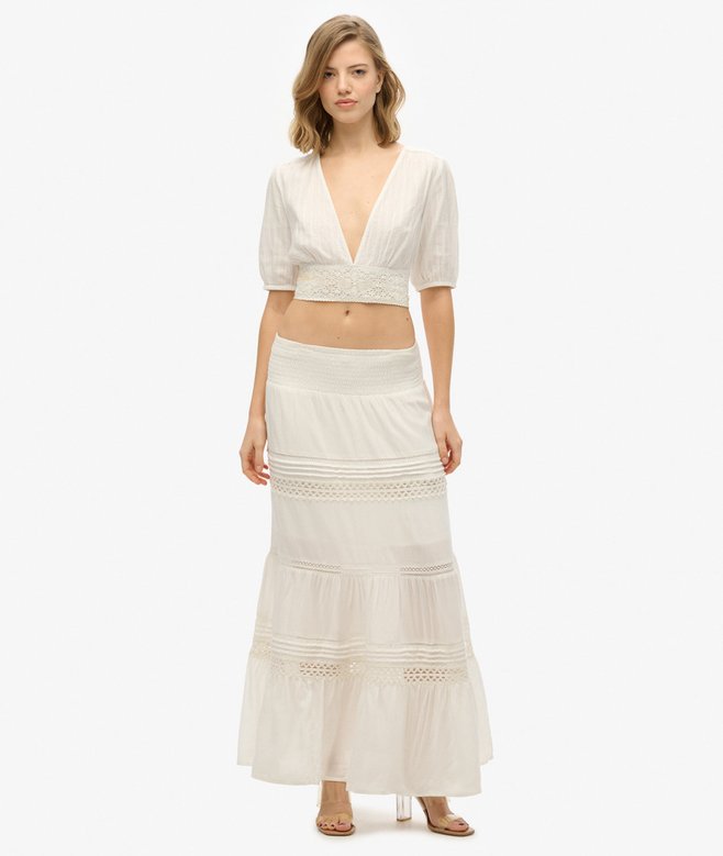 superdry Ibiza Lace Mix Maxi Skirt