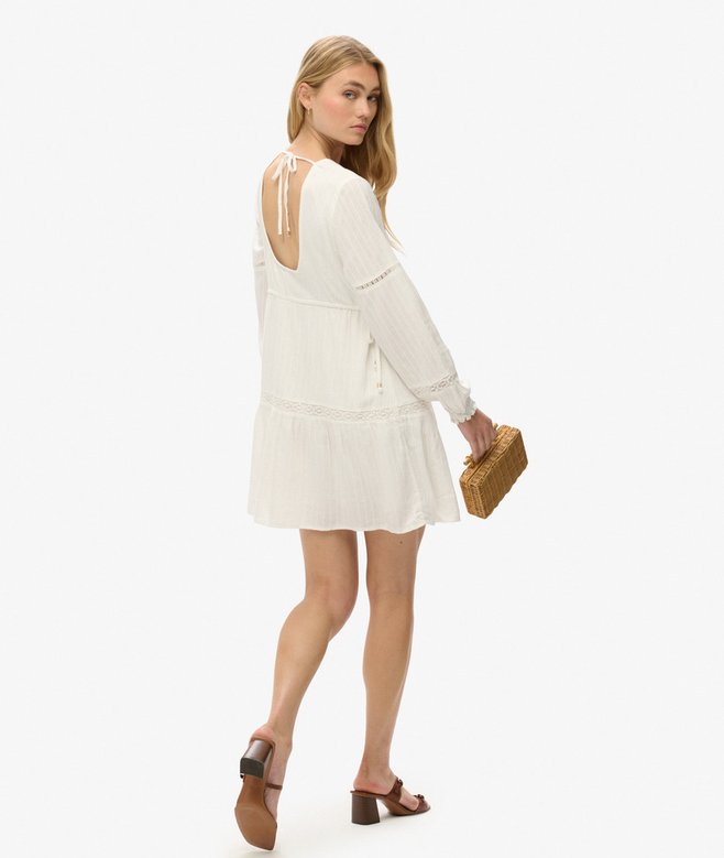 Superdry Ibiza Long Sleeve Tiered Mini Dress