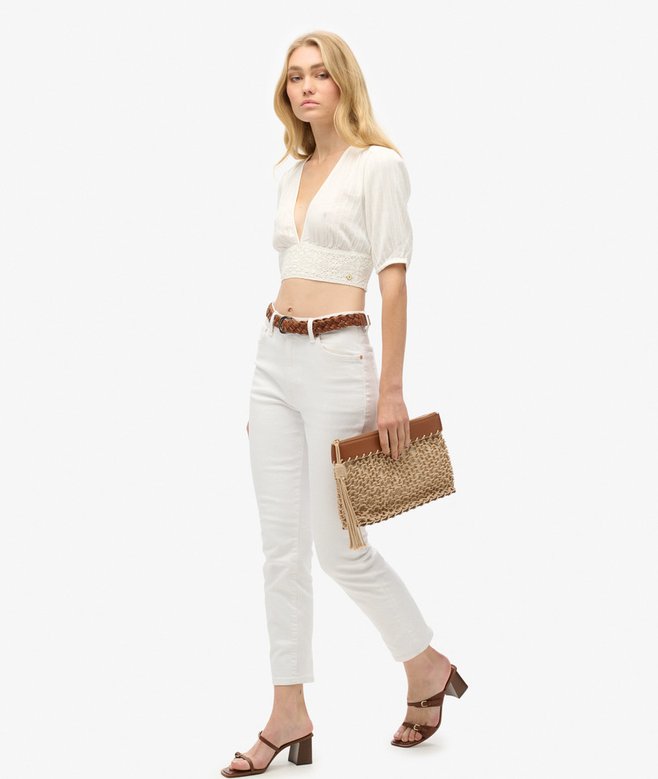 Superdry Ibiza Short Sleeve Lace Trim Top