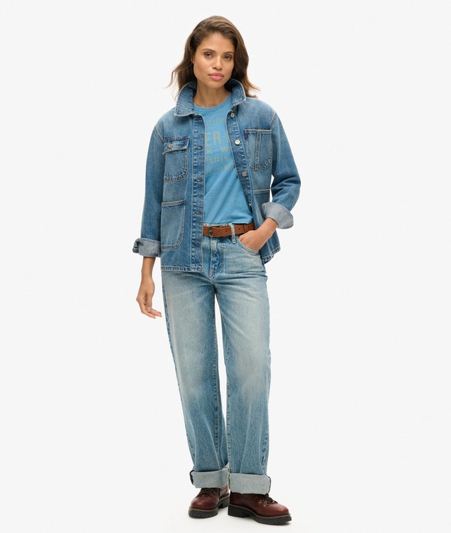 Superdry Indigo Workwear Cap Sleeve T-Shirt