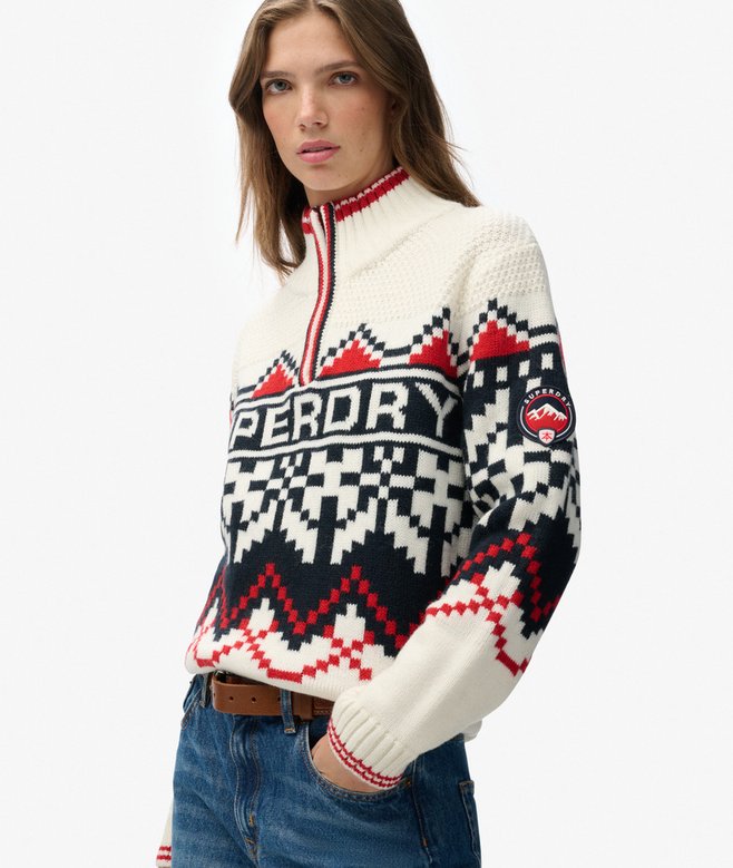 superdry Intarsia Half Zip Jumper