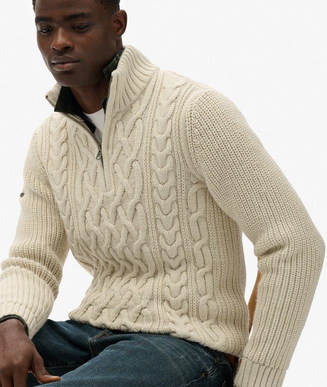 superdry Jacob Cable Knit Half Zip Jumper