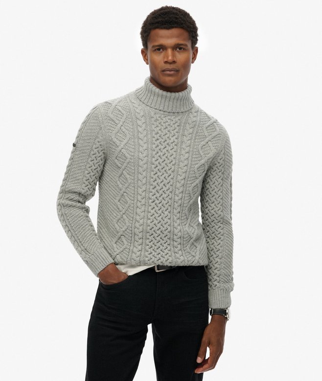 superdry Jacob Cable Roll Neck Jumper