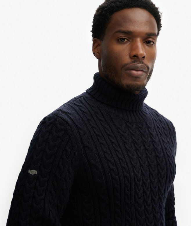 superdry Jacob Cable Roll Neck Jumper