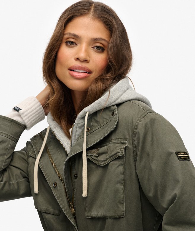 Superdry Jersey Hood Military Borg Jacket
