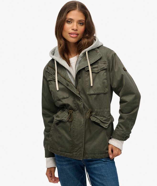 Superdry Jersey Hood Military Borg Jacket