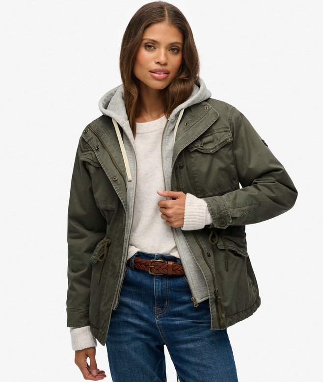 superdry Jersey Hood Military Borg Jacket