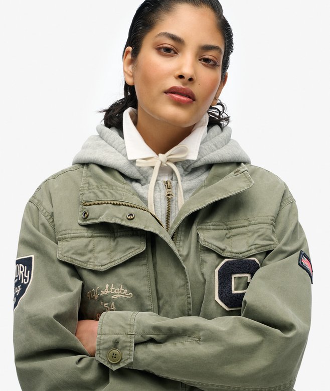 Superdry Jersey Hooded Embroidered Military Jacket