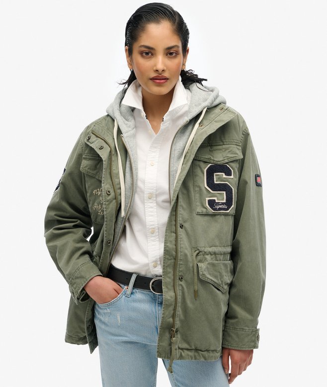 superdry Jersey Hooded Embroidered Military Jacket