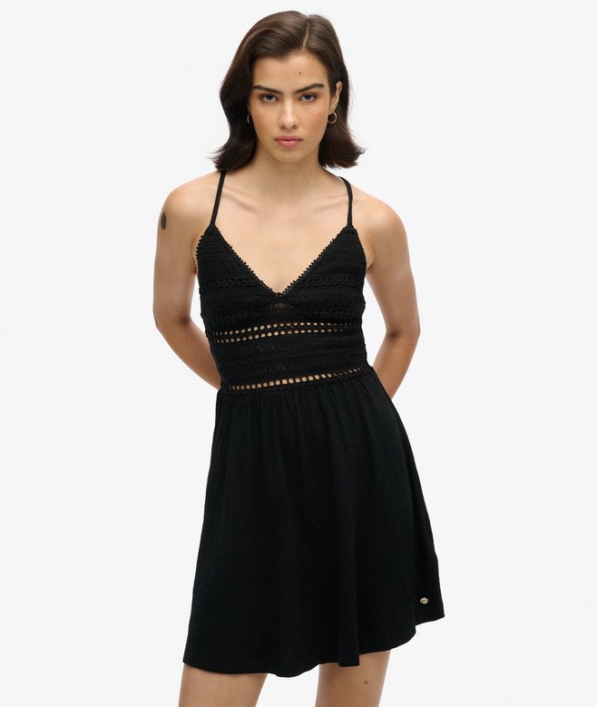 superdry Jersey Lace Mini Dress
