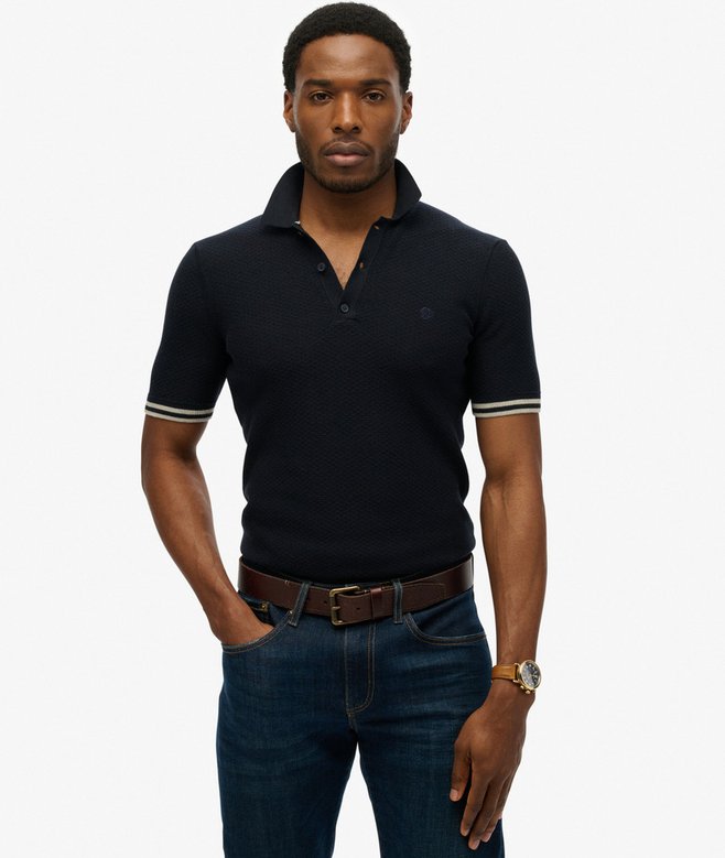 superdry Knitted Texture Short Sleeve Polo Shirt