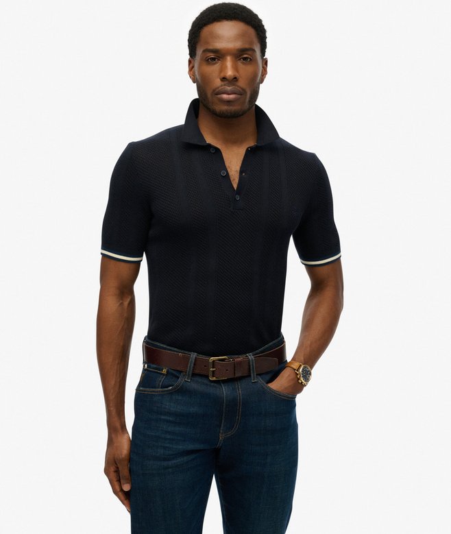 superdry Knitted Texture Short Sleeve Polo Shirt