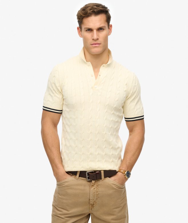 superdry Knitted Texture Short Sleeve Polo Shirt