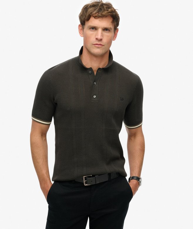 superdry Knitted Texture Short Sleeve Polo Shirt