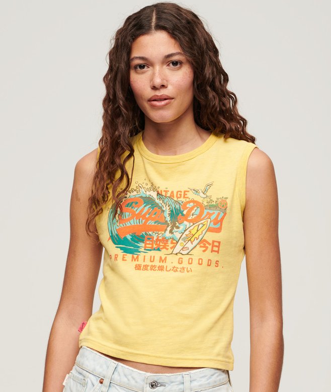 superdry LA Vintage Logo Graphic Slim Vest Top