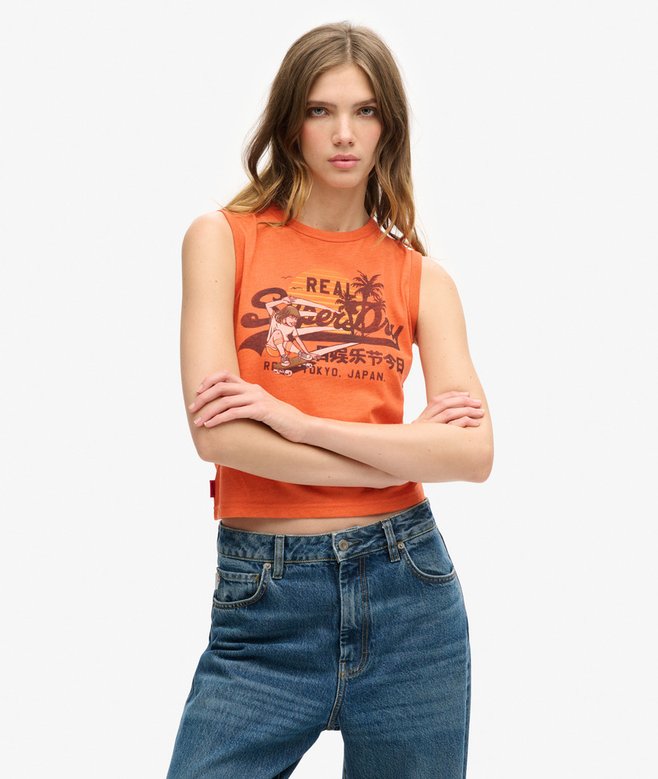 superdry LA Vintage Logo Graphic Slim Vest Top