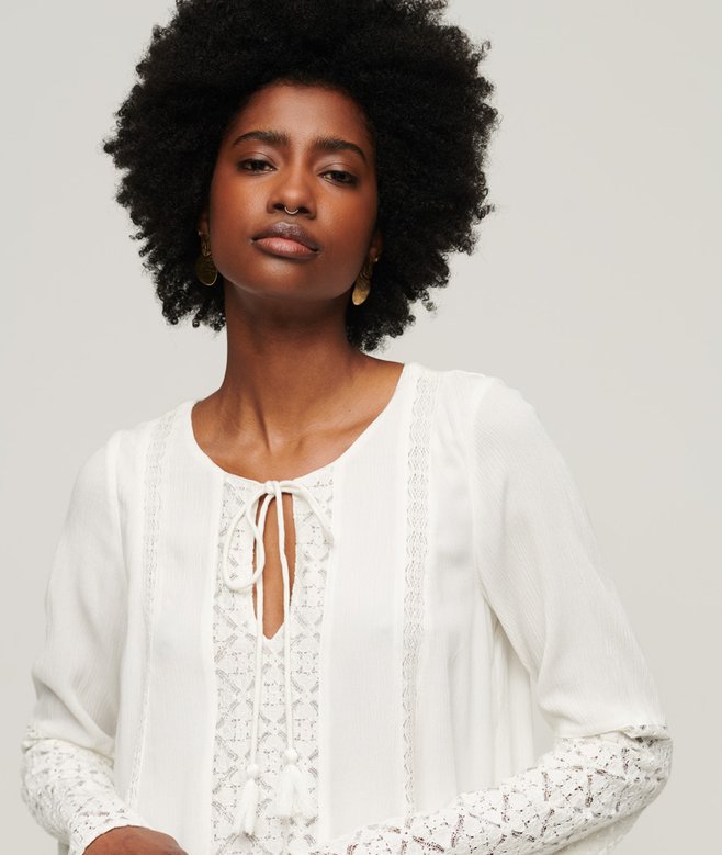 Superdry Lace Flare Sleeve Mini Dress