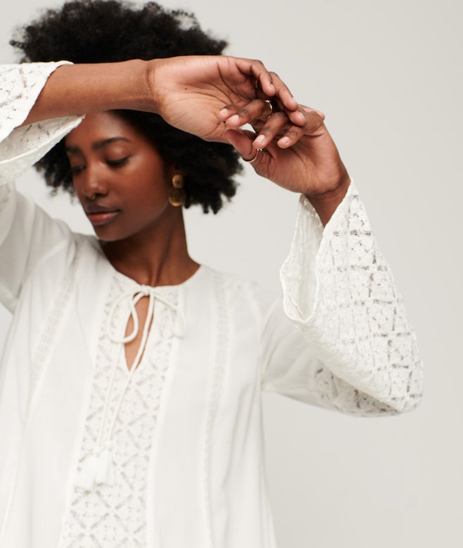 Superdry Lace Flare Sleeve Mini Dress