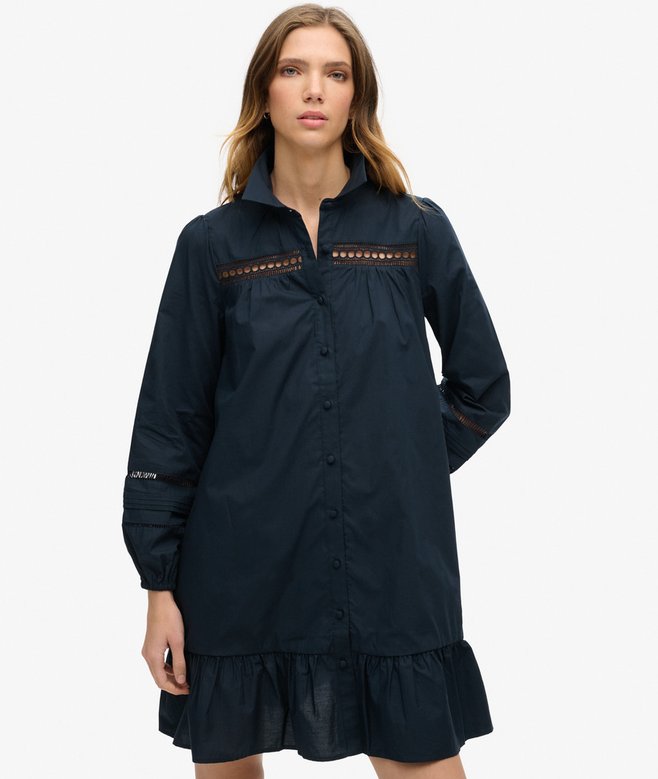 superdry Lace Mix Shirt Dress