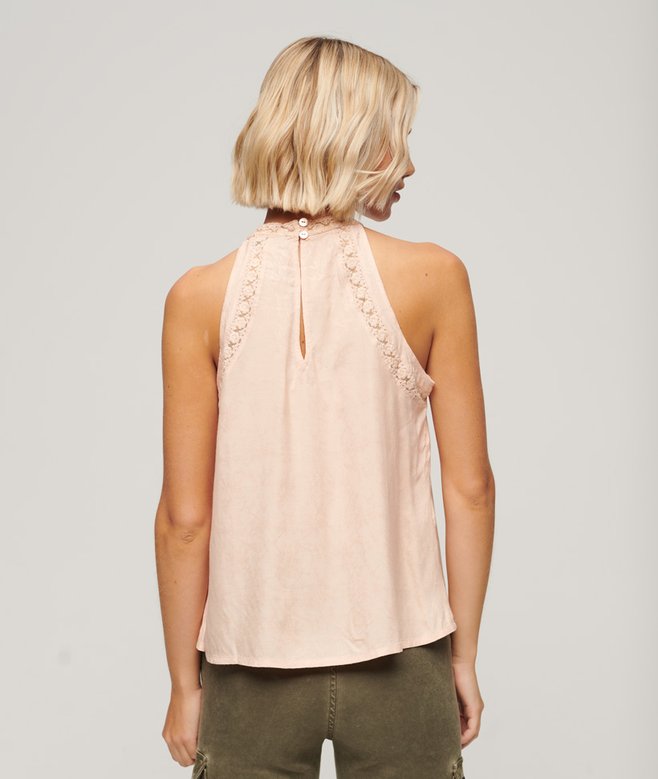 Superdry Lace Sleeveless High Neck Top