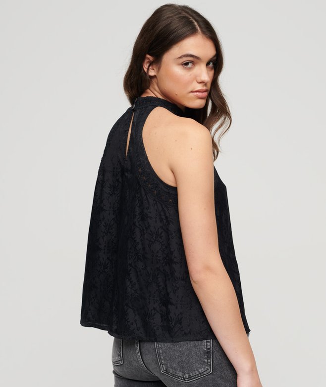 Superdry Lace Sleeveless High Neck Top
