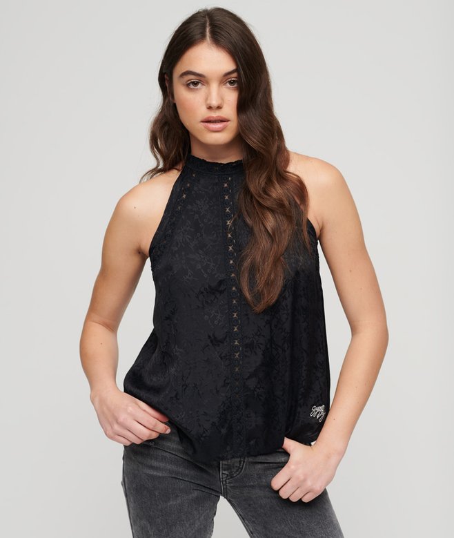 superdry Lace Sleeveless High Neck Top