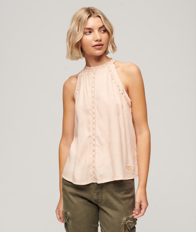 superdry Lace Sleeveless High Neck Top