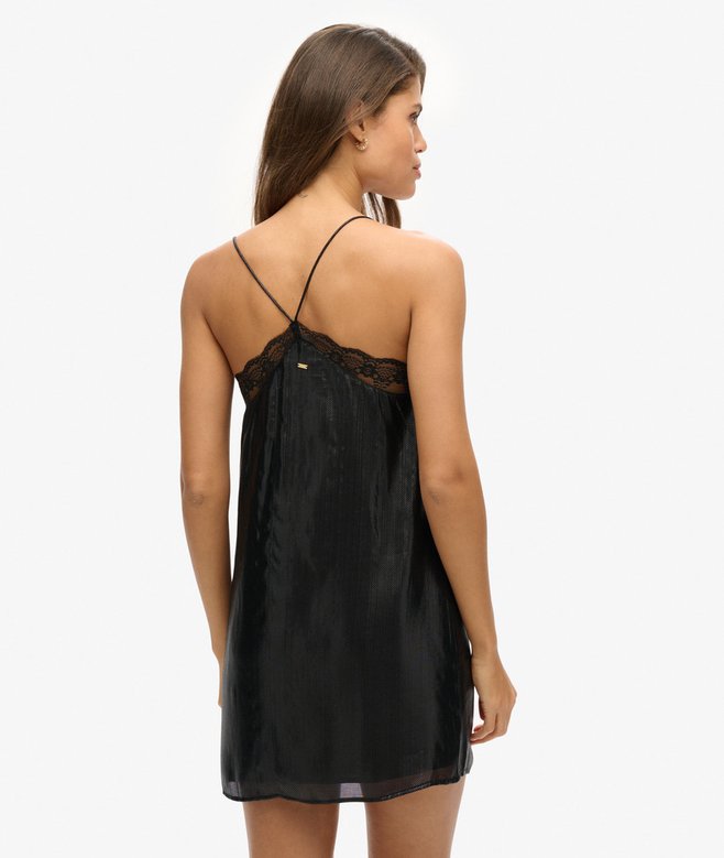 Superdry Lace Trim Satin Slip Mini Dress