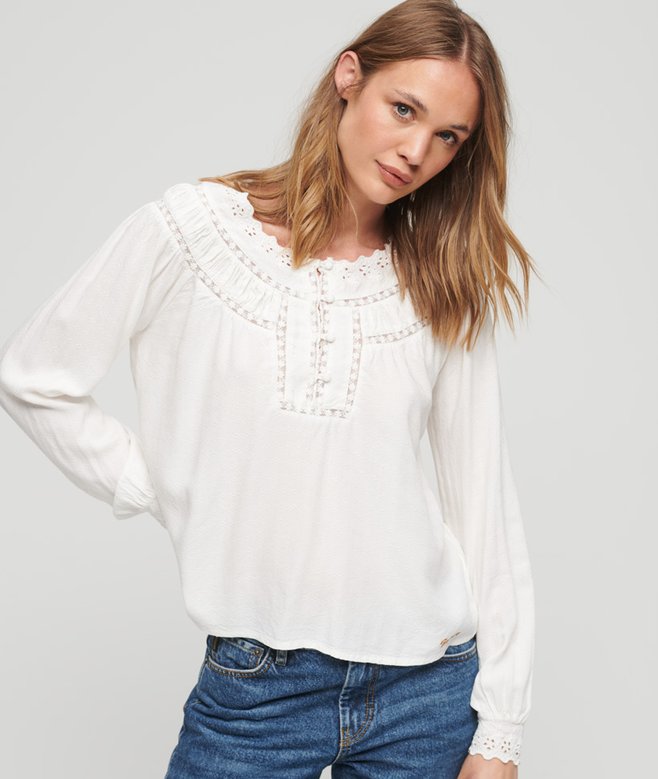 superdry Lace Trim Woven Top