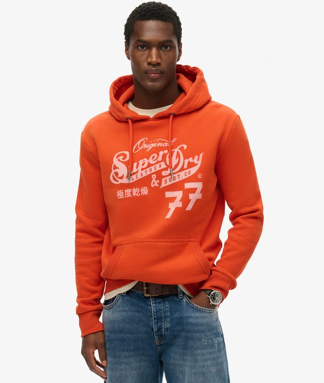 superdry Leather & Boot Co Script Hoodie