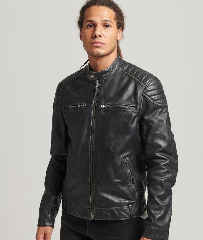 superdry Leather Moto Racer Jacket