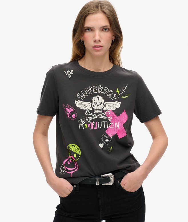 superdry Lo-Fi Punk Poster Relaxed T-Shirt