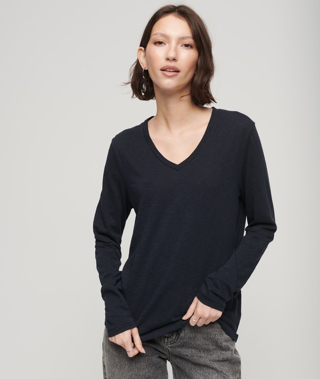superdry Long Sleeve Jersey V-Neck Top
