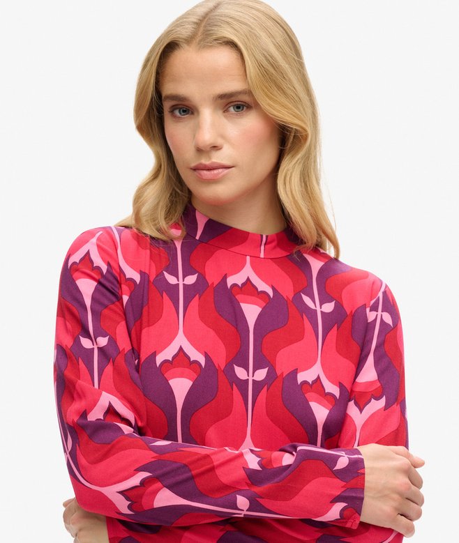 Superdry Long Sleeve Printed Mini Dress