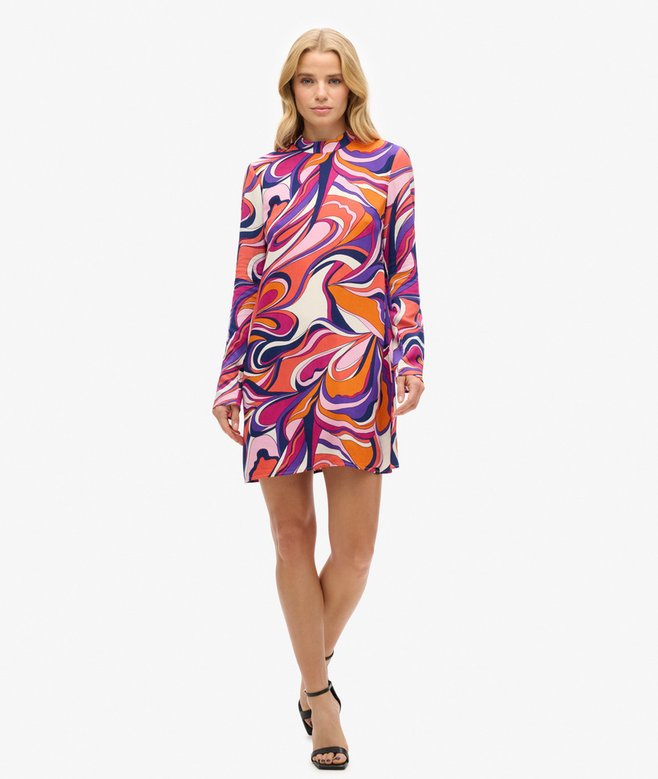 Superdry Long Sleeve Printed Mini Dress