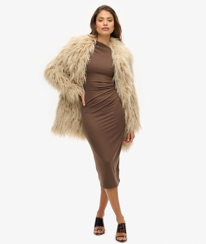 Superdry Long Sleeve Ruched Midi Dress