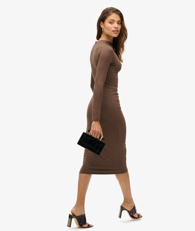 Superdry Long Sleeve Ruched Midi Dress