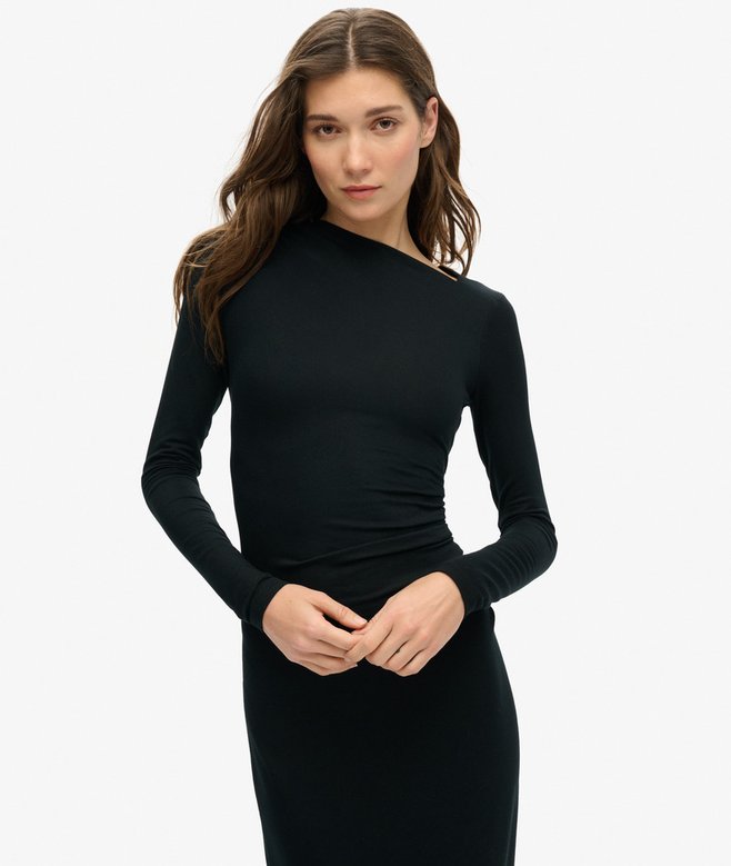 Superdry Long Sleeve Ruched Midi Dress