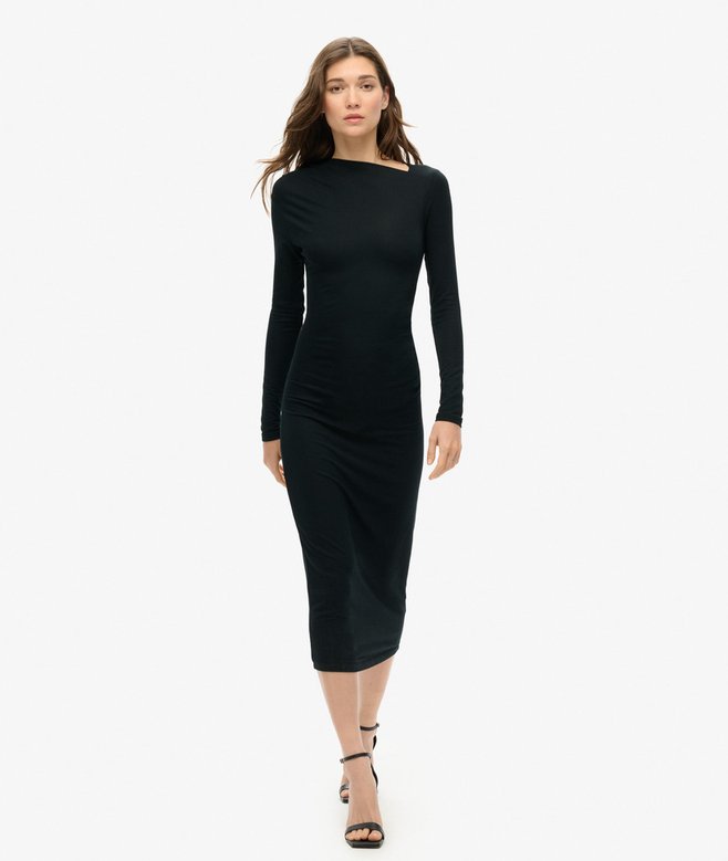 superdry Long Sleeve Ruched Midi Dress