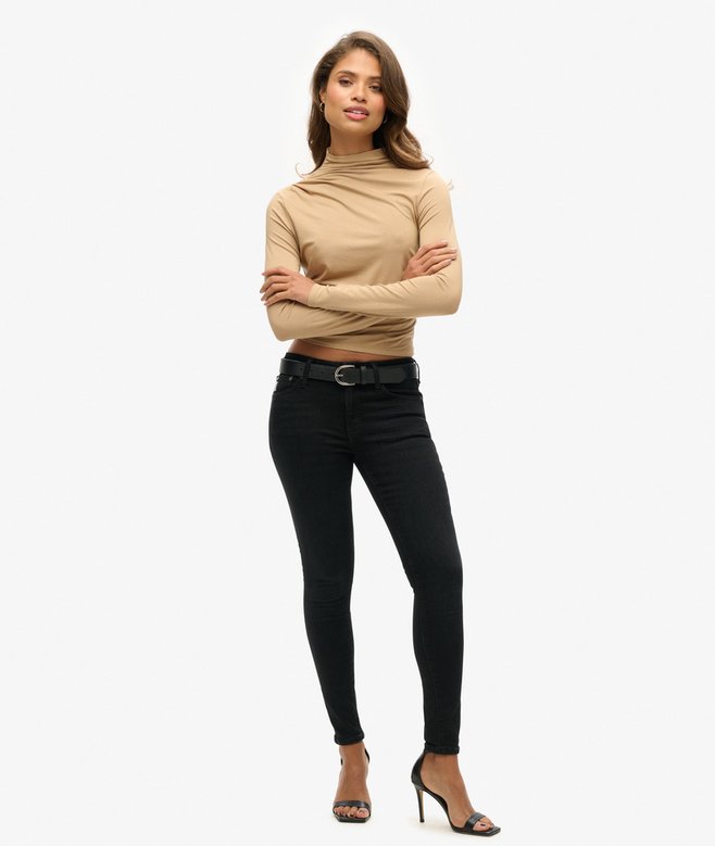 Superdry Long Sleeve Ruched Mock Neck Top