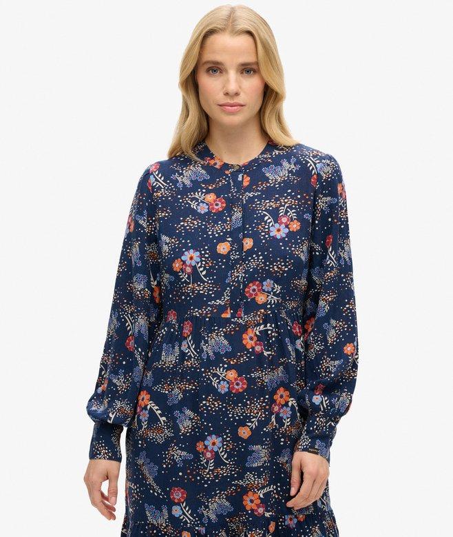 Superdry Long Sleeve Tiered Midi Dress