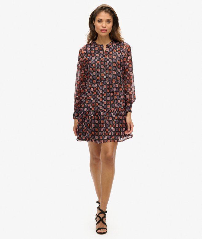Superdry Long Sleeve Tiered Mini Dress