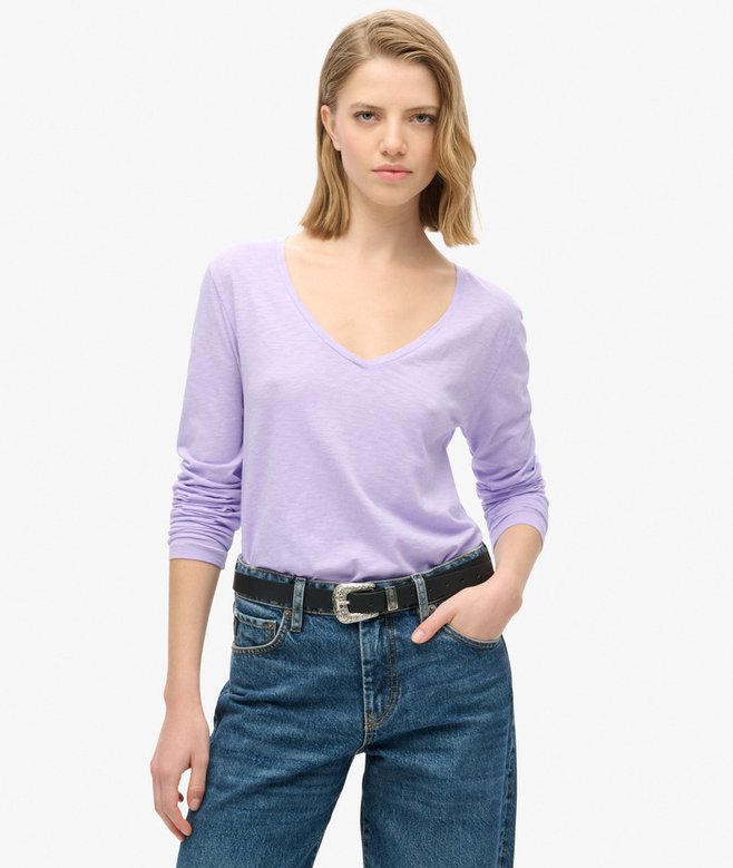 superdry Long Sleeve V Neck Jersey Top