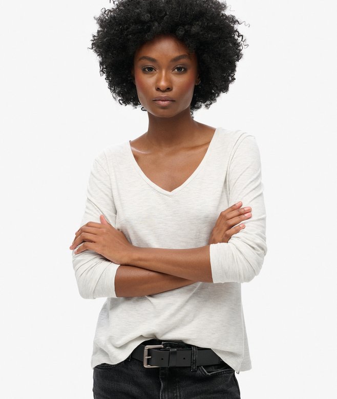 superdry Long Sleeve V Neck Jersey Top