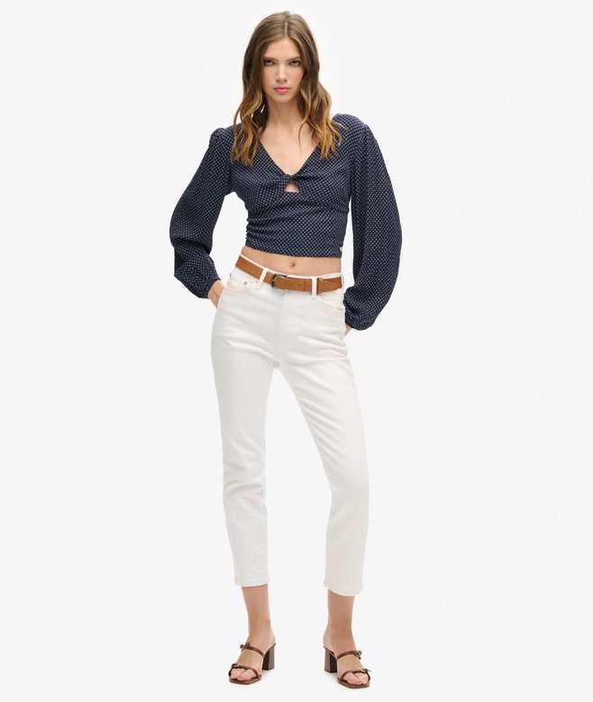 Superdry Long Sleeve Woven Crop Top