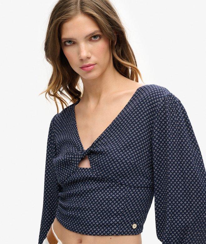 Superdry Long Sleeve Woven Crop Top